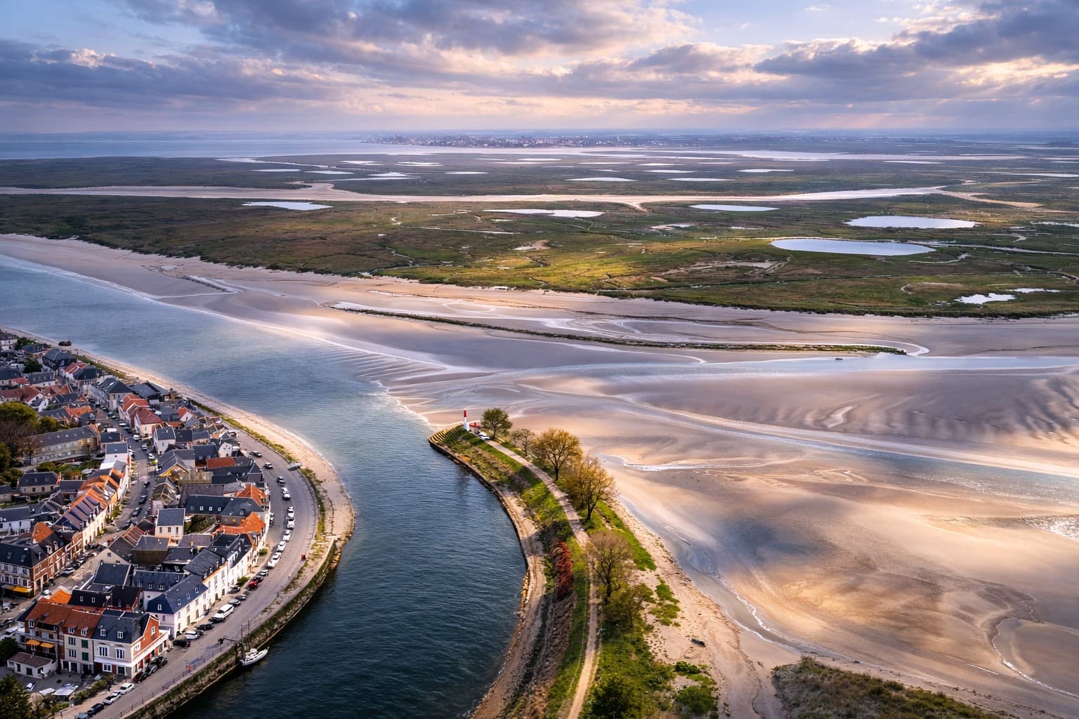 Baie de Somme - vue aérienne sur Saint-Valery-sur-Somme